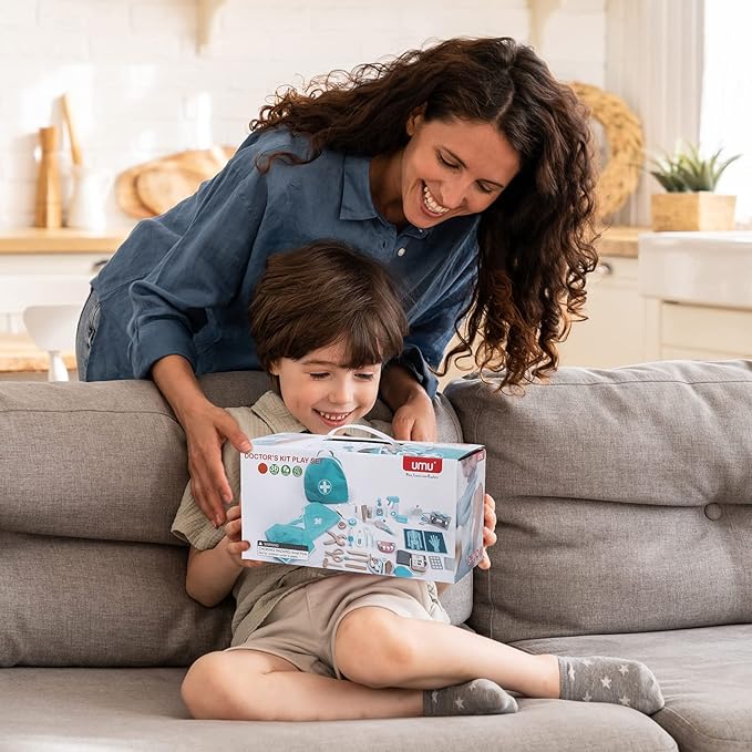 UMU® Deluxe Doctor Kit for Kids, Pretend Toy 36 PCS Wooden Doctor Playset for Toddlers, Montessori Toys Dentist Kit for 3, 4 and 5 Year Old Boys and Girls