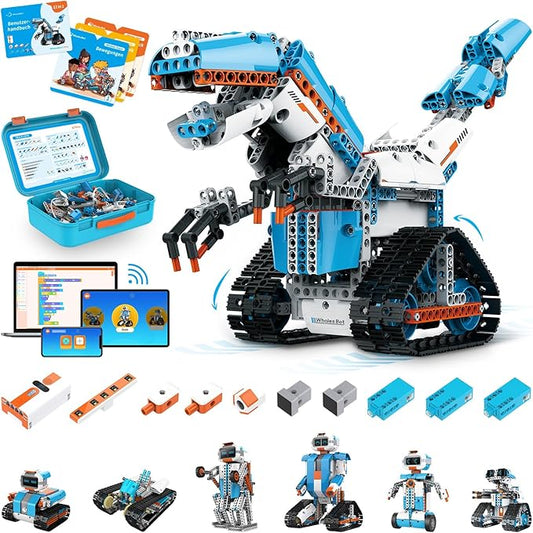 WhalesBot E7 Pro Coding & Remote Control Robot Kit for Kids 8+, Scratch & Modular Programming, Educational Engineering Science Toy Set with Smart Controller/Sensors/Motors for Kids Ages 8-12, 12-16