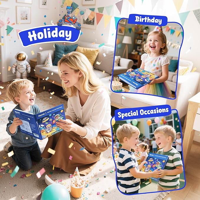 JoyCat Paint with Water Coloring Books for Toddlers, Watercolor Painting Sets for Kids Ages 3-5 4-8, Arts and Crafts Drawing Activities Toy Birthday Gift for Boys Girls (Space)