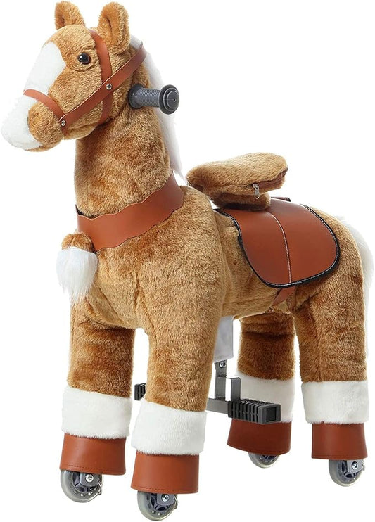 JoJoPooNy Ride on Horse Toy, Kids Ride on Toy for 3-6 Years Old, Premium Riding Horse Plush Animal Toy, Walking Horse Toy with Wheels (27 Inch Height)