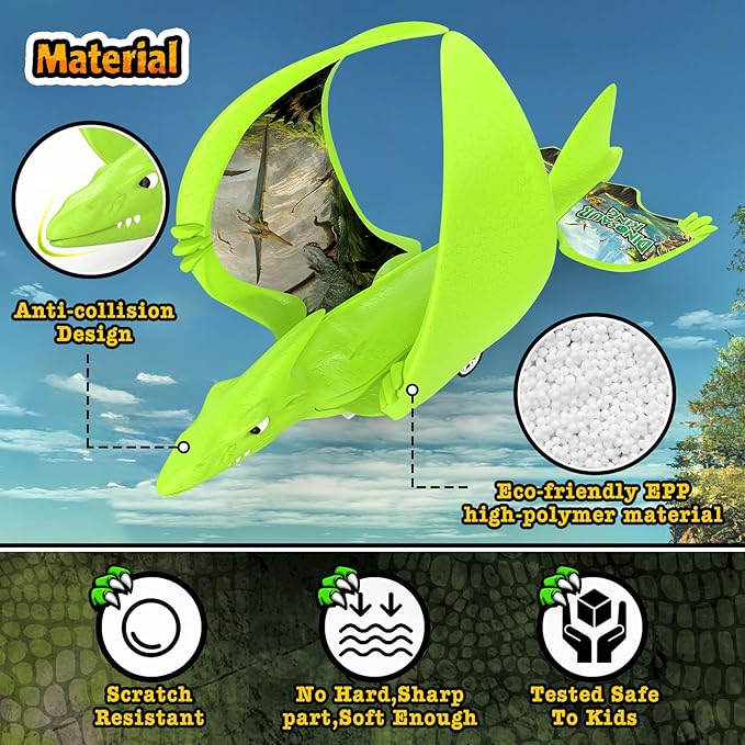 Aiencsai 3 Pack Dinosaur Airplane Launcher Toys for Kids, Foam Airplanes for Kids Boys Toys with Stickers, Outdoor Flying Toys Birthday Gifts for 4 5 6 7 8 9 10 12 Year Old Boys Girls.