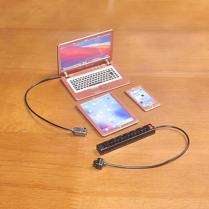 1:6 Scale Dollhouse Accessories - 4 Colors Miniature Digital Set: Metal Smartphone, Tablet, Laptop & Desktop USB Socket - 1:12 Scale Miniature Collectibles Gift (RoseGolden)