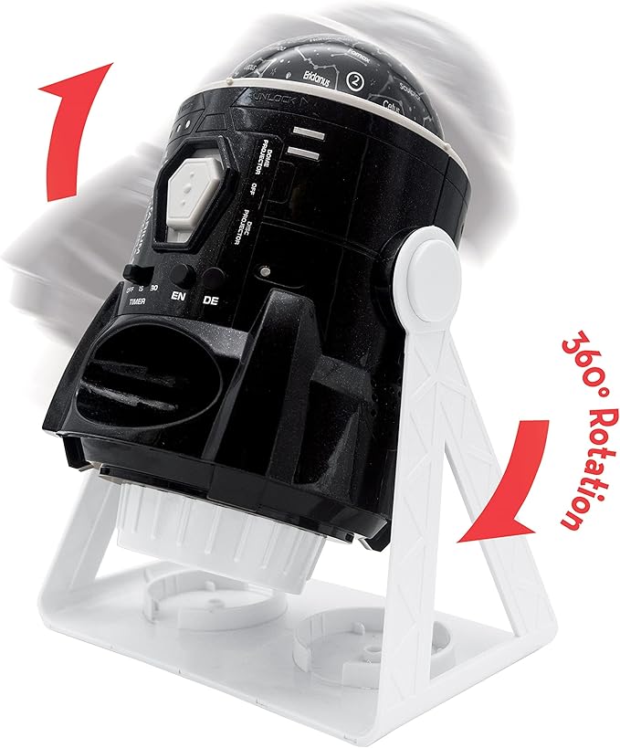 LEXIBOOK NLJ181i3 Speaking 2-in-1 Planetarium Projector, 24 Images to Discover Space, 2 Constellation Domes, STEM, Black/White