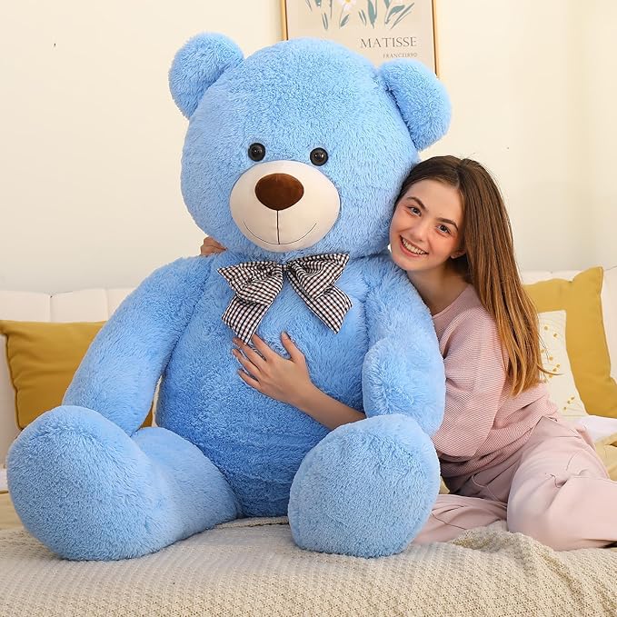 MaoGoLan Giant Plush Teddy Bear, Life Size Large Stuffed Animal, 5 Feet, Soft and Fluffy Big Teddy Bear Gift for Baby Shower, Christmas, Valentine's Day, Blue