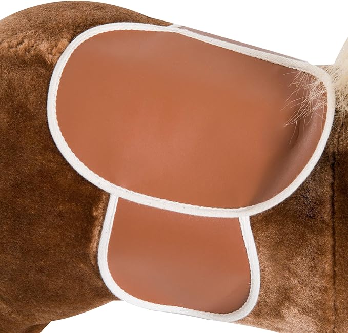 Qaba Kids Plush Toy Rocking Horse Ride on with Realistic Sounds - Brown