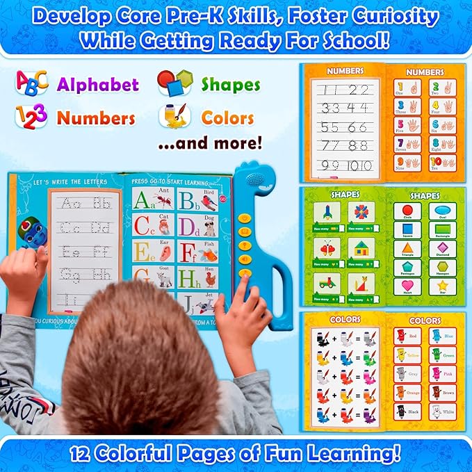 Curious 2 Learn ABC Learning for Toddlers | Learning Resources | English & Spanish Sound Book | Preschool Learning Activities | Educational Learning Toys | 4 Year Old Boy Birthday Gift