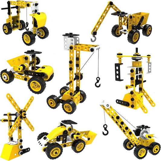 STEM Toys Kids Building Toys – 100 Piece 8-in-1 DIY Learning Construction Toy Set, Educational Kids Building Toys for Boys and Girls Mechanical Engineering Gifts Sets for Ages 5 6 7 8 9 + Years Old