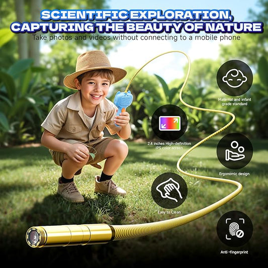Borescope Snake Camera with Light for Kids，STEM Endoscope Educational Toy Kit，Outdoor Camping Nature Science Exploration Hoilday Birthday Gift for Boys & Girls Ages 3+ Years Old (Blue)