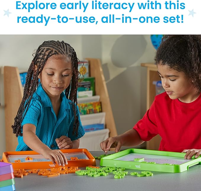 hand2mind Alphabet Word Work Small Group Set, Lowercase Magnetic Letters, Magnetic Letter Trays, Phonics Manipulatives, Phonemic Awareness Activities, Science of Reading Classroom Materials (Set of 6)