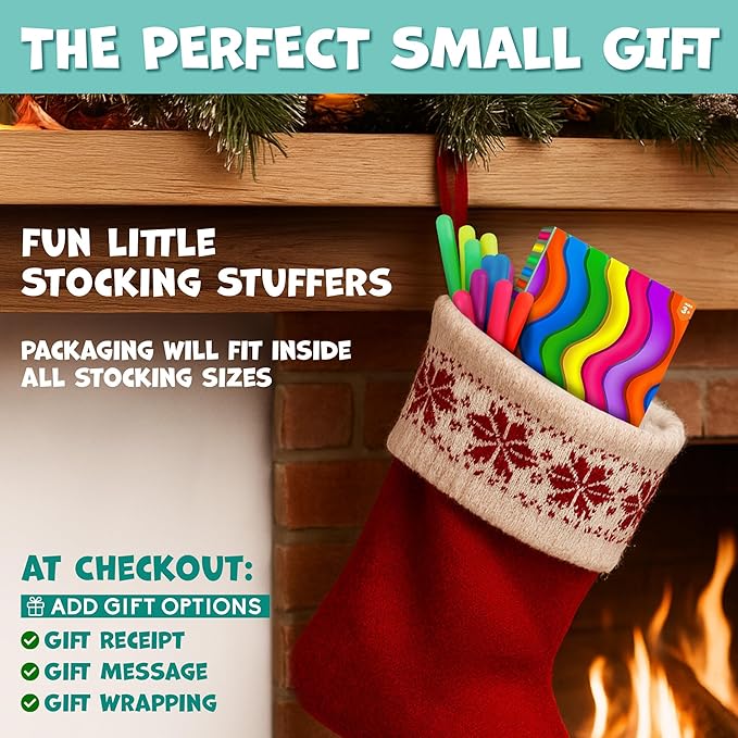 BUNMO Stocking Stuffers for Kids - Stretchy Sensory Strings - Sensory Toys for Kids - Stocking Stuffers for Boys and Girls - Hours of Fun - Original Mini - 12 Pack