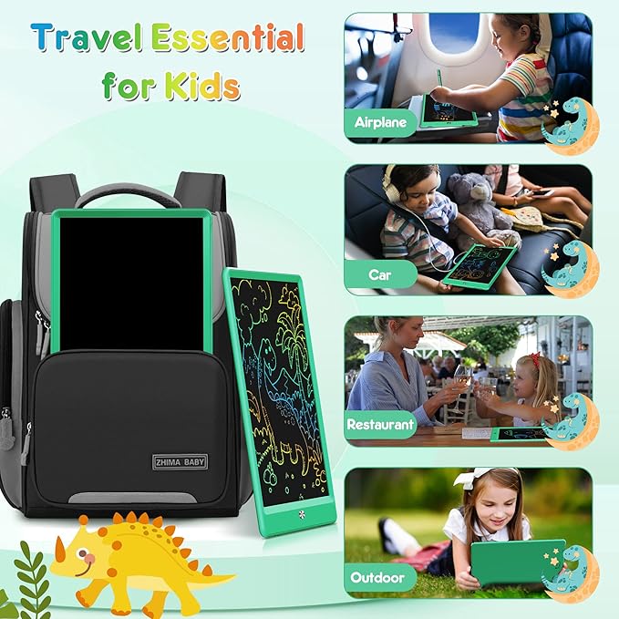 FLUESTON LCD Writing Tablet, Doodle Board Toys Gifts for 3-8 Year Old Girls Boys, 10 Inch Colorful Electronic Board Drawing Pad for Kids, Gifts for Toddler Educational Learning Travel Christmas, Green