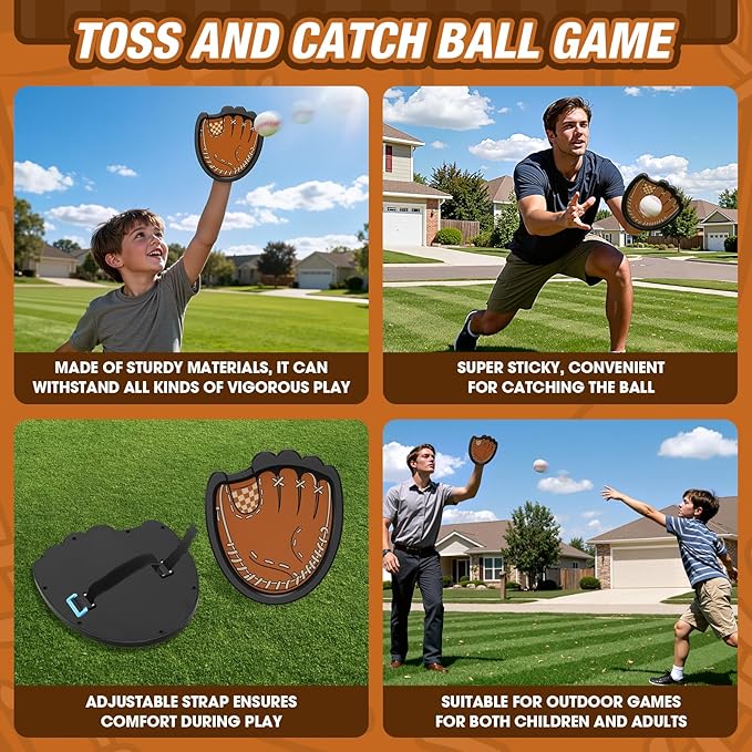 Toss and Catch Ball Set, Outdoor Games for Kids, Beach Yard Camping Toys for Adult & Family, Kids Baseball Glove for 3 4 5 6 7 8+ Year Old Boys & Girls (2 Paddles & 3 Balls)