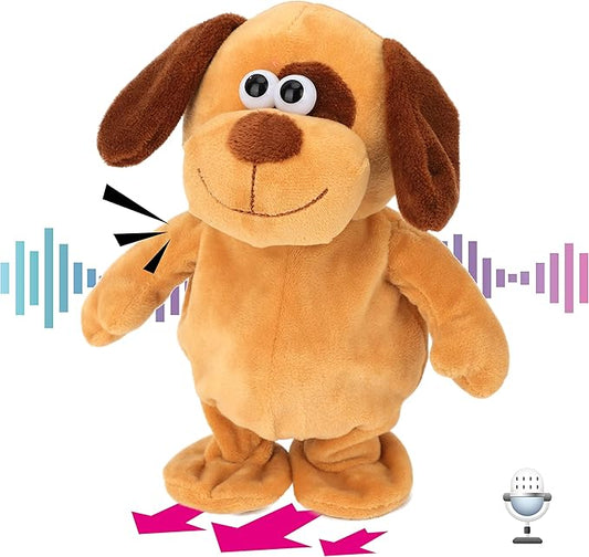 Hopearl Talking Dog Repeats What You Say Walking Puppy Electric Interactive Animated Toy Speaking Plush Buddy Gifts for Toddlers Birthday, 8''