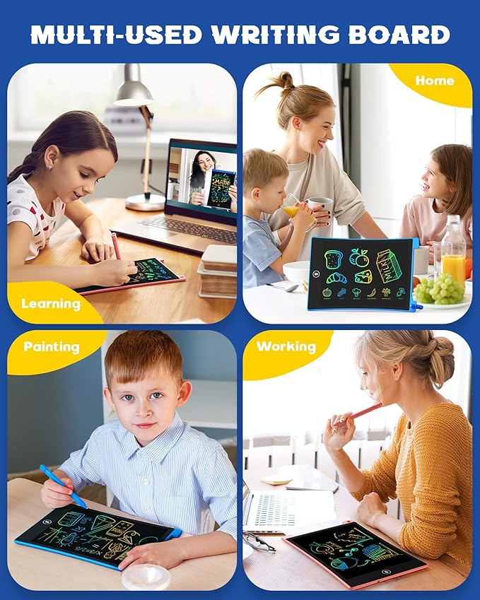 bravokids 2 Pack LCD Writing Tablet for Kids,10 inch Colorful Doodle Board Drawing Pad for Kids, Travel Toy Activity Game, Birthday Gifts for 3 4 5 6 Year Old Boys and Girls Toddlers