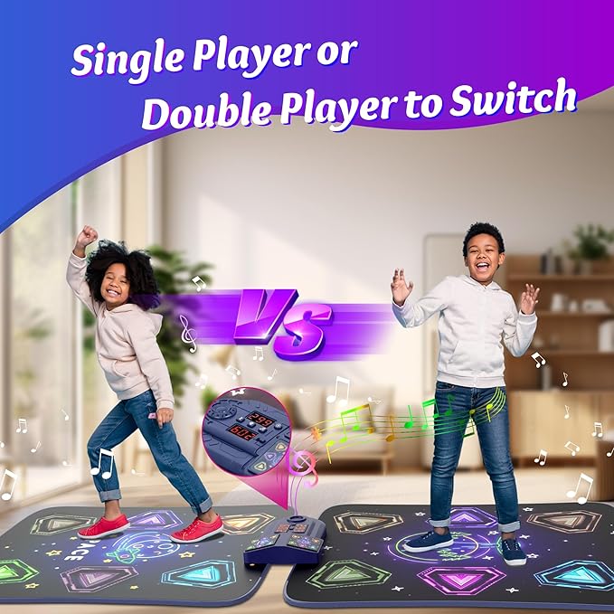 Dance Mat Toys for 3-12 Year Old Girls Boys,Dance Mat for Kids with Light Up 12-Buttons, 2-Player Dance Toy for Toddler with 5 Modes,Birthday Xmas Gifts for 3 4 5 6 7 8 9 10+ Year Old Girls Boys Kids