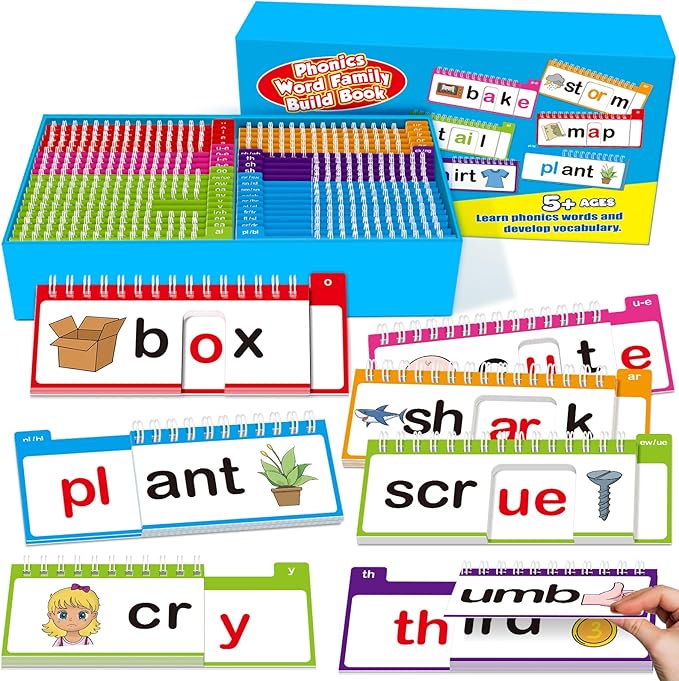 40 Read and Rhyme Flip Books,Phonics Word Family Build Book Learn to Read Phonics Flash Cards,Sight Words Flash Cards Kindergarten Reading Books,Flip Book Word Games for Preschool Learning Activities