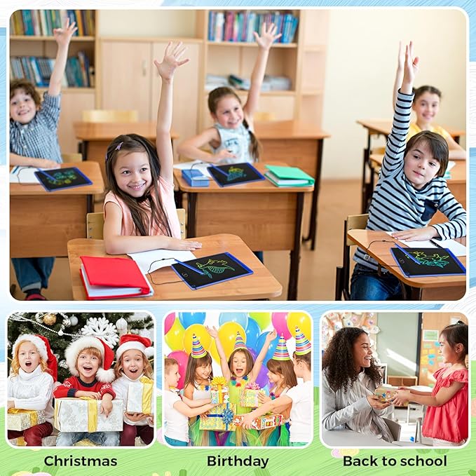 Zhehao 32Pcs LCD Writing Tablet for Kids Bulk 8.5 Inch Colorful Doodle Board Tablet Erasable Doodle Pad Educational Toy Christmas Birthday Gift for Boys Girl Age 3-10(Blue)