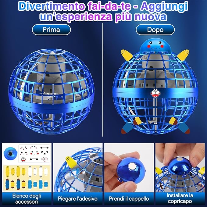 Flying Orb Ball Toys 2024, Soaring Hover Boomerang Spinner Hand Controlled Mini Drone Cosmic Globe Spinning Kids Adults Outdoor Fly Toy Birthday Gift Cool for Boys Girls 6 7 8 9 10 11 12 Year(Blue)