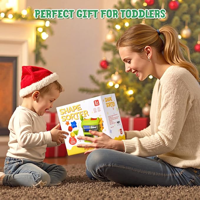 JoyCat Monster Eating The Shapes, Interactive Shape Sorter Toy for Toddlers 1-3, with 6 Rattle Shape Blocks and 2 Levers, Montessori Color Matching & Sorting Learning Toys, Gifts for 1 2 3 Year Old