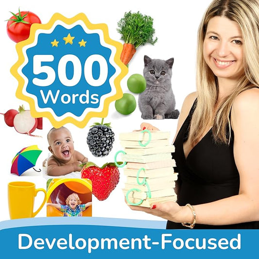 500 Words Thick & Sturdy Learning Flash Cards for Toddlers 1-3 with Rings - 1 Year Old Girl Gifts - Educational & Montessori Toys for 1 Year Old boy - Toddler Flashcards for Preschool & Kindergarten