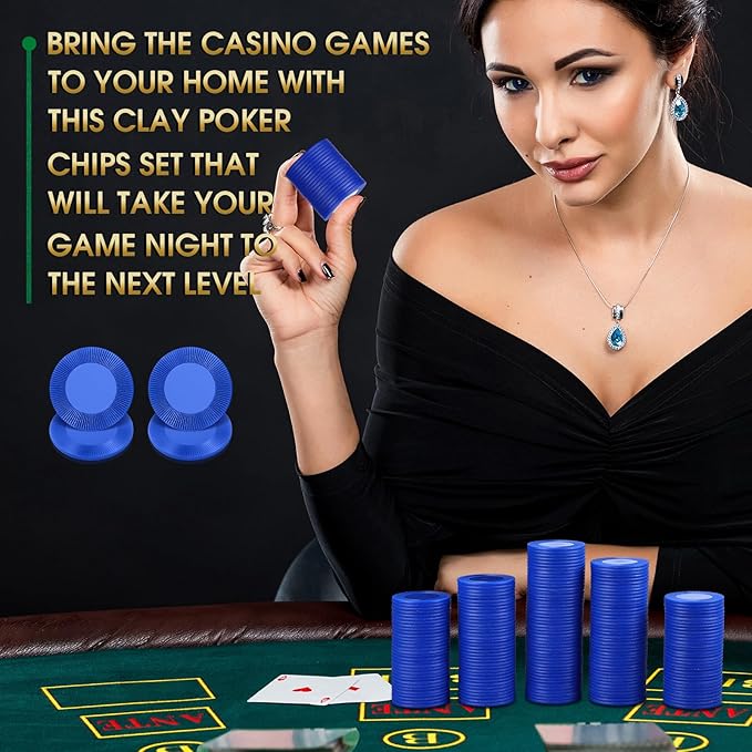 Leitee 500 Pcs Blue Plastic Poker Chips Bulk 1.5 Inch Mini Bingo Chips Tokens Markers Blank Casino Counting Discs Learning Math Counters for Adults Interlocking Game Counting Reward Card