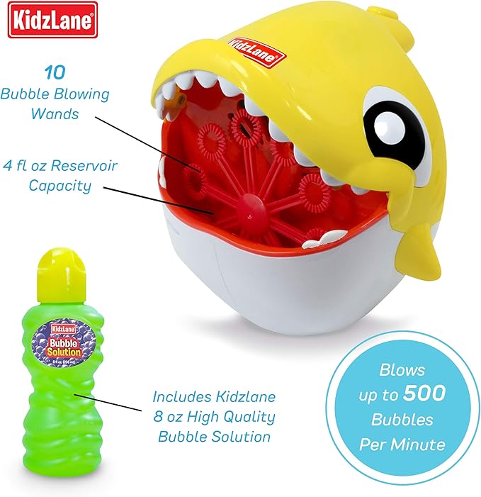 Kidzlane Shark Bubble Machine for Kids & Toddlers – Automatic Bubble Maker for Outdoor Toy and Parties – Shark Toy Gift for Toddlers