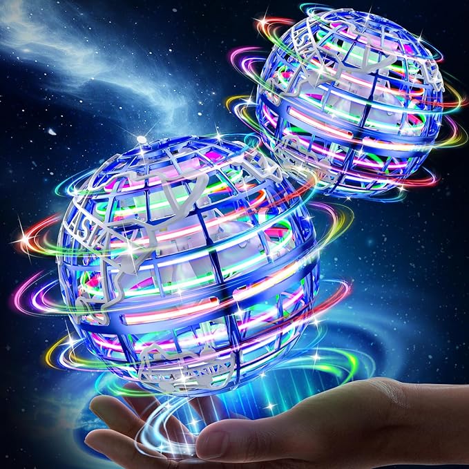 Flying Orb Ball 2025 Hover Boomerang Ball 6 Lighting Effects Cool Toys Gift for 678910+ Year Kids Teen Adults Indoor Outdoor Flying Toy（Blue & Blue）