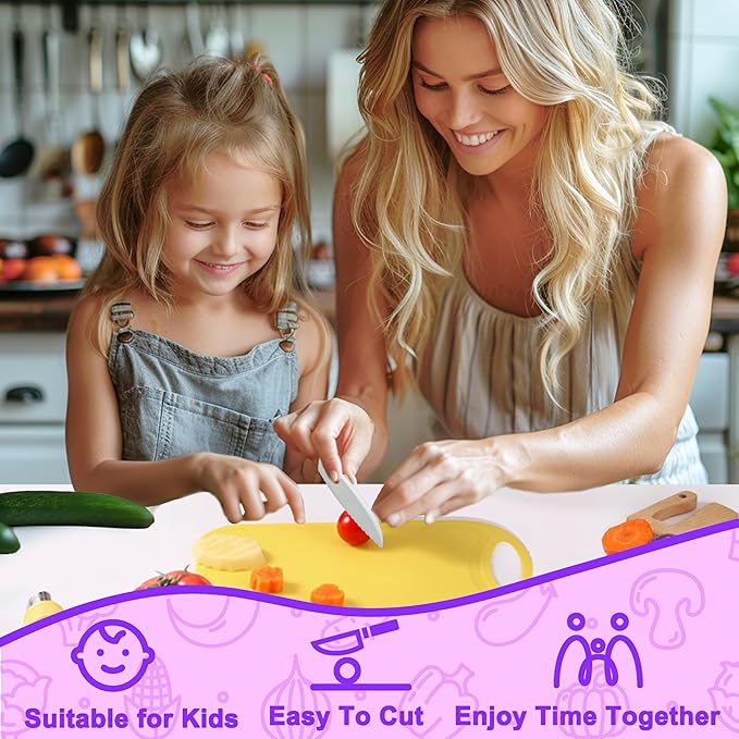 29 Pieces Kitchen Tools-Kids Cooking Sets Real-Toddler Knife Set for Real Cooking, Montessori Toys for 3+,Toddler Utensils with Safe Knives Crinkle Cutter Cutting Board