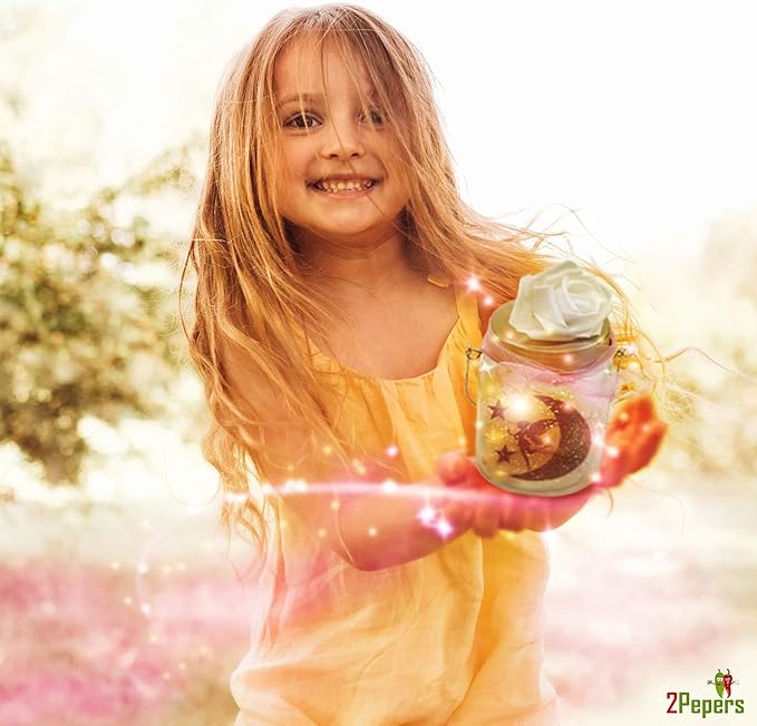 2Pepers DIY Fairy and Unicorn Nightlight Craft Kit (2 Pack), Fairy Lantern Jars Arts and Crafts for Girls, Make Your Own Unicorn Lamp Decor Craft Project, Gifts for Kids