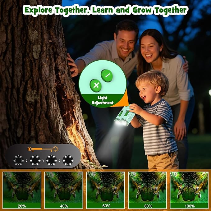 Handheld Microscope Toy for Kids : Rechargeable Telescope and Camera Combo with 6 Slides, Perfect for Indoor Outdoor Exploration, Portable Edu for Age 3-12 Children Students