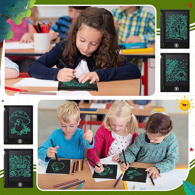 Zhehao 32 Pcs Mini LCD Writing Tablet 4.5 Inch Educational Toys Learning Writing Pad Erasable Drawing Pad Reusable Learning Toy Gift Preschool Art Board for Girls Boys Birthday Favor(Black)