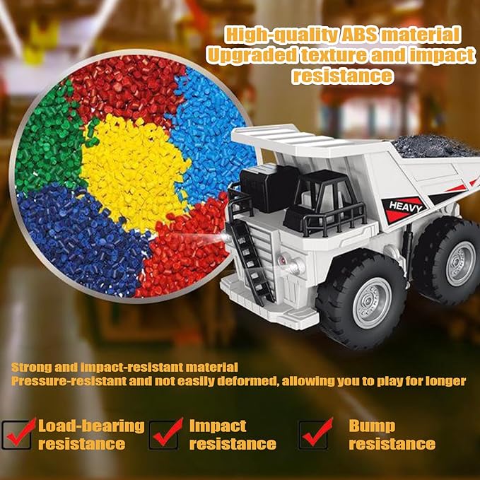 Remote Control Dump Truck Toy Construction Vehicle with Metal Bed 11CH Alloy RC Dump Truck for Teens Outdoor Sand Digger, Realistic Construction Toys Gift