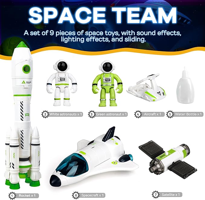 TOY Life Space Toy Rocket Toys for Kid Shuttle with Astronaut Spaceship Planet Stem with Christmas Spaces Station for Boy 3 4 5 6 7 8, Gift for Age 3+