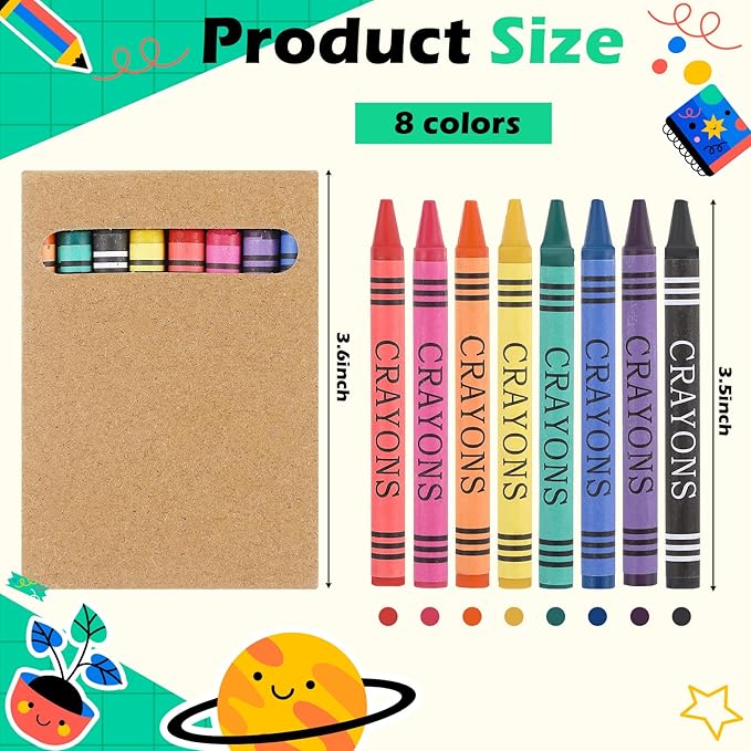 10 Packs Crayons Bulk Christmas 8 Color Crayon Individual Packs Mini Wrapped Wax for Birthday Party Supplies Teachers Classroom