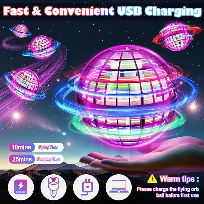 Flying Orb Ball 2024,Toys Soaring Hover Boomerang Spinner Hand Controlled Mini Drone Cosmic Globe Spinning Kids Adults Outdoor Fly Toy Birthday Gift Cool for Boys Girls 6 7 8 9 10+ Year Old (Purple)