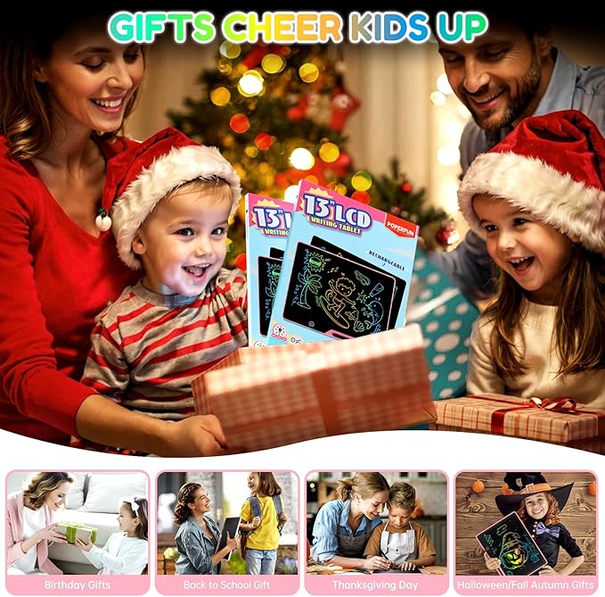 13 Inch LCD Writing Tablet for Kids, Rechargeable Doodle Board, Erasable Kids Drawing Pad, Learning Toys for Ages3 4 5 6 7 8 Christmas Birthdays Easter Gifts for Girls Boys Adults in Pink