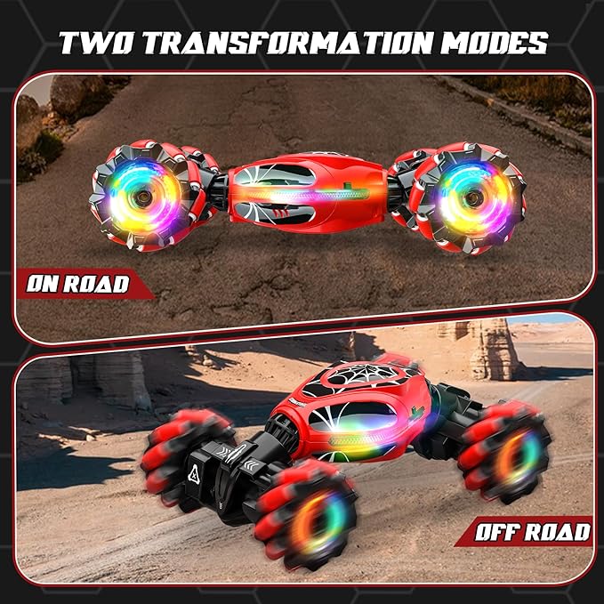 Spider Gesture Rc Car Hand Controlled Stunt Car, 4WD Drift Twist Off-Road Vehicle with Light Music, Birthday Xmas Gifts Suitable for 6-12 Year Boys and Girls