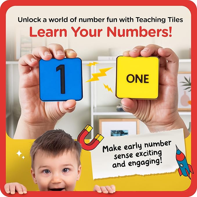 Learn Your Numbers! Self-Correcting Magnetic Tiles - Educational Toy Set for Counting, Number Sense and Word Recognition – Fun and Engaging Number Puzzle for Essential Skill Development