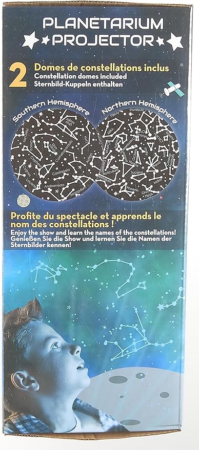LEXiBOOK, 2-in-1 Constellations and Images Planetarium Projector, 24 Images to Discover Space, 2 Constellation Domes, STEM, White/Blue, NLJ180