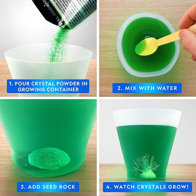 National Geographic Crystal Growing Kit - 3 Vibrant Colored Crystals to Grow with Light-Up Display Stand, Science Toy for Girls and Boys Ages 8-12, Includes 3 Gems, Cool STEM Gift (Amazon Exclusive)