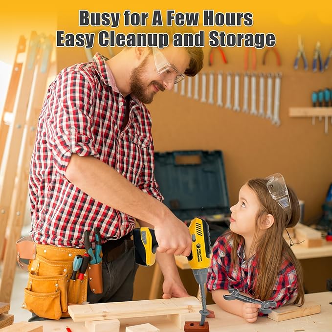 Pretend Play Kids Construction Kits, Kids Tool Set with Electronic Toy Drill & Tool Box, Toy Tools for 3 4 5 6 7 8 Year Old Boys & Girls