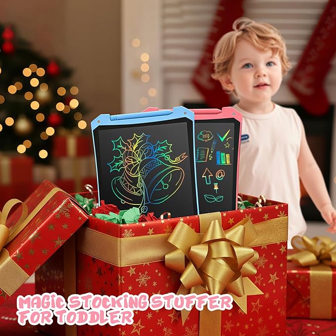 EooCoo Toddler Toys, LCD Writing Tablet for Kids 2 Pack, Kids Stocking Stuffers, Toddler Travel Essentials Drawing Pad, No Mess Coloring Books, Road Trip Activities, Age 3-5 Boy Girl Gifts - 10 Inch