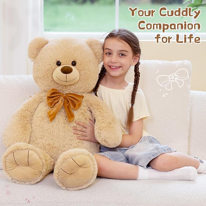 Tezituor Big Teddy Bear Stuffed Animal, 36" Large Plush Soft Bear Toys Baby Shower Decor Christmas Valentines Gifts for Girls Boys Girlfriends, Brown