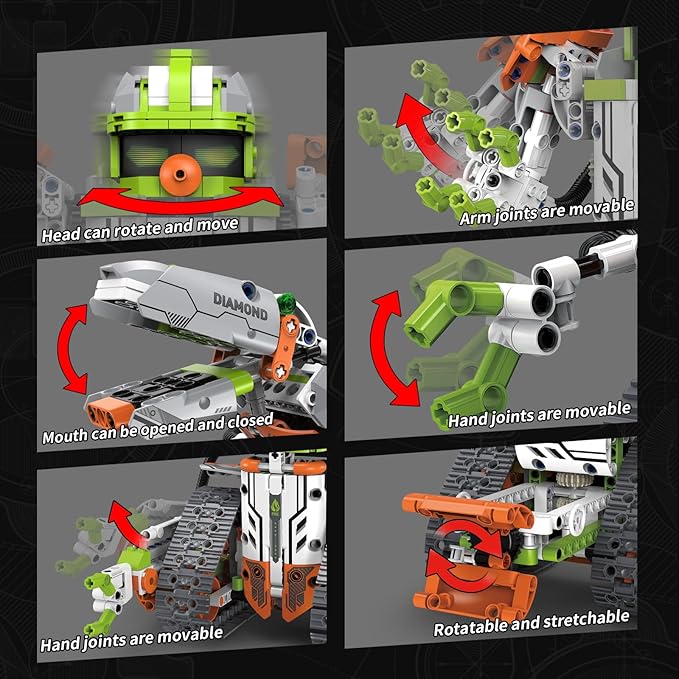 STEM Robot Building Kit with Remote Control for Boys Age 6-13, Coding Robotic Technic Toys Birthday Gifts for Kids, 5 in 1 Science Kit Robotic Models with 539 Pieces