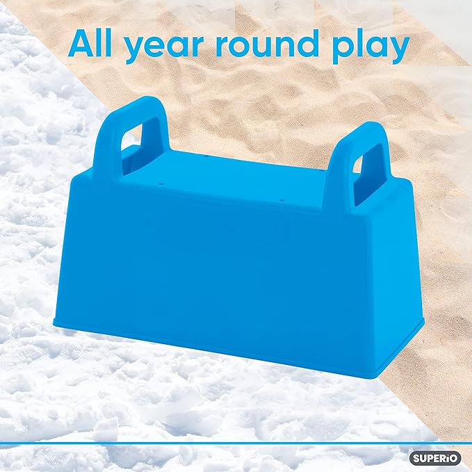 Superio Snow Brick Maker Igloo Fort Block Form Outdoor Winter Snow Toys Sand Castle Building Kit for Adults and Kids Sandbox, Beach, Sand Toys (Blue), 3 Pack