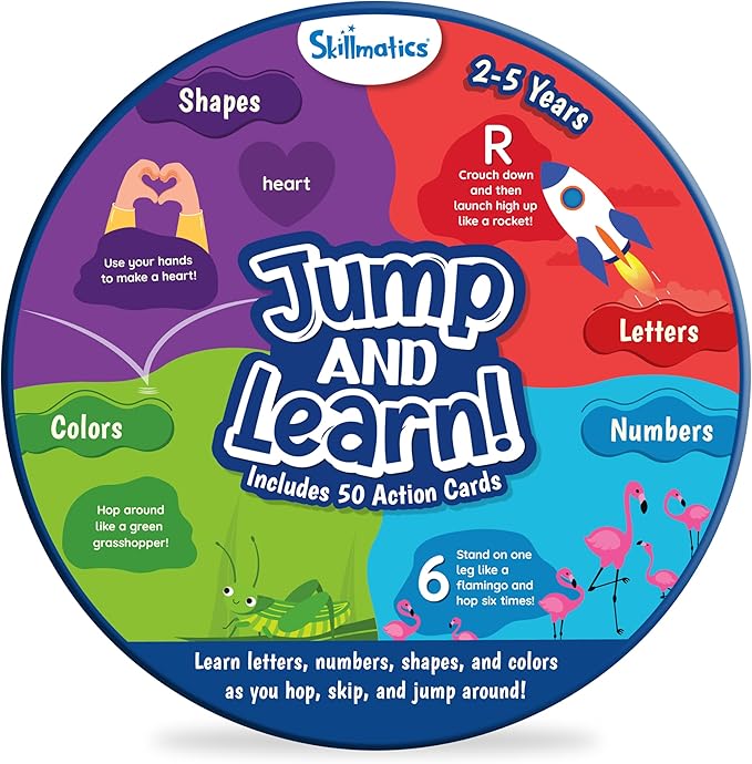 Skillmatics Card Game for Toddlers - Jump & Learn Letters, Numbers, Shapes & Colors, Preschool Learning, Travel Toys, Gifts for Kids Ages 2, 3, 4, 5