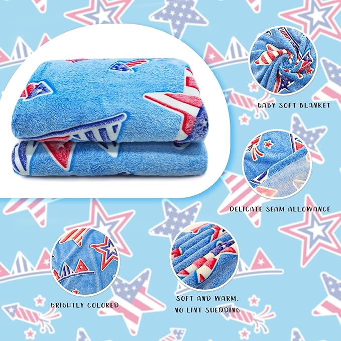 Glow in The Dark Blanket American Flag Blanket July 4th Decor USA Flag Patriotic Star Stripes Independence for Men Women Kids