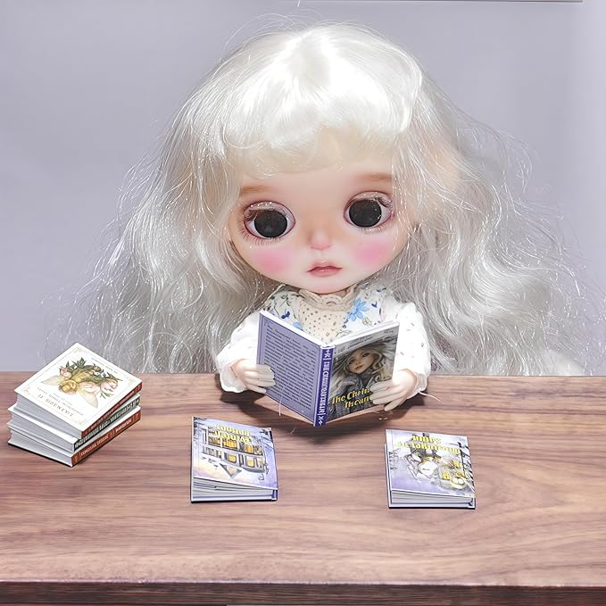 1:6 Scale Premium DIY Miniature Christmas Story Books Set with Text and Enchanting Illustrations for Dollhouse - 3 Pack