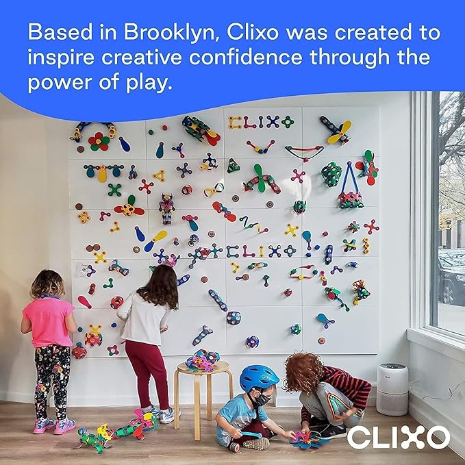 Clixo Rainbow Max 54 Piece Pack - Flexible, Durable, Imagination-Boosting Magnetic Building Toy- Modern, Modular Designs for Hours of STEM Play. A Multi-Sensory Magnet Toy, Travel Friendly. Ages 4-99