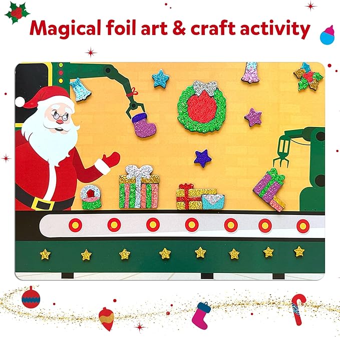 Skillmatics Foil Fun – Mess-Free Holiday Art & Craft Kit for Kids, DIY Creative Activity, Travel Game, Stocking Stuffer & Christmas Gift for Boys & Girls Ages 4, 5, 6, 7, 8, 9